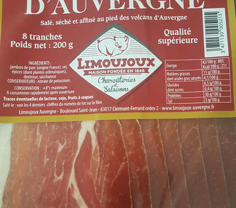 Jambon d'auvergne IGP 8 tranches